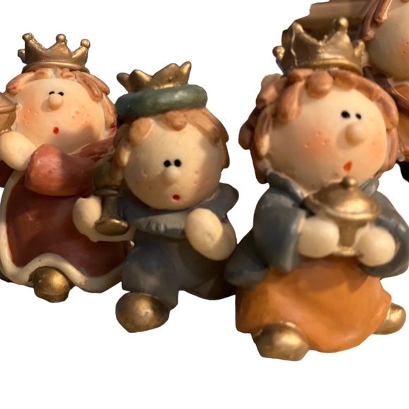 Nativity set 8 Piece Ceramic porcelain Christmas Lighted Whimsical Children - Picture 2 of 14